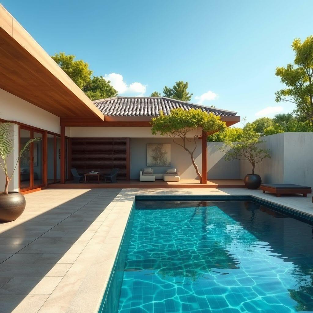 Japandi Outdoor Pool Area design example 3