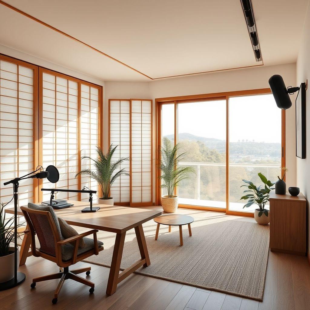 Japandi Podcast Studio design example 1