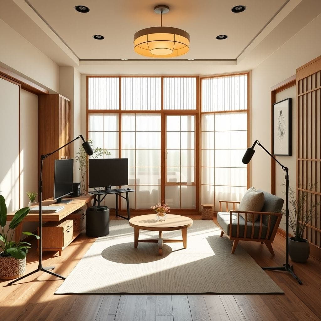 Japandi Podcast Studio design example 2
