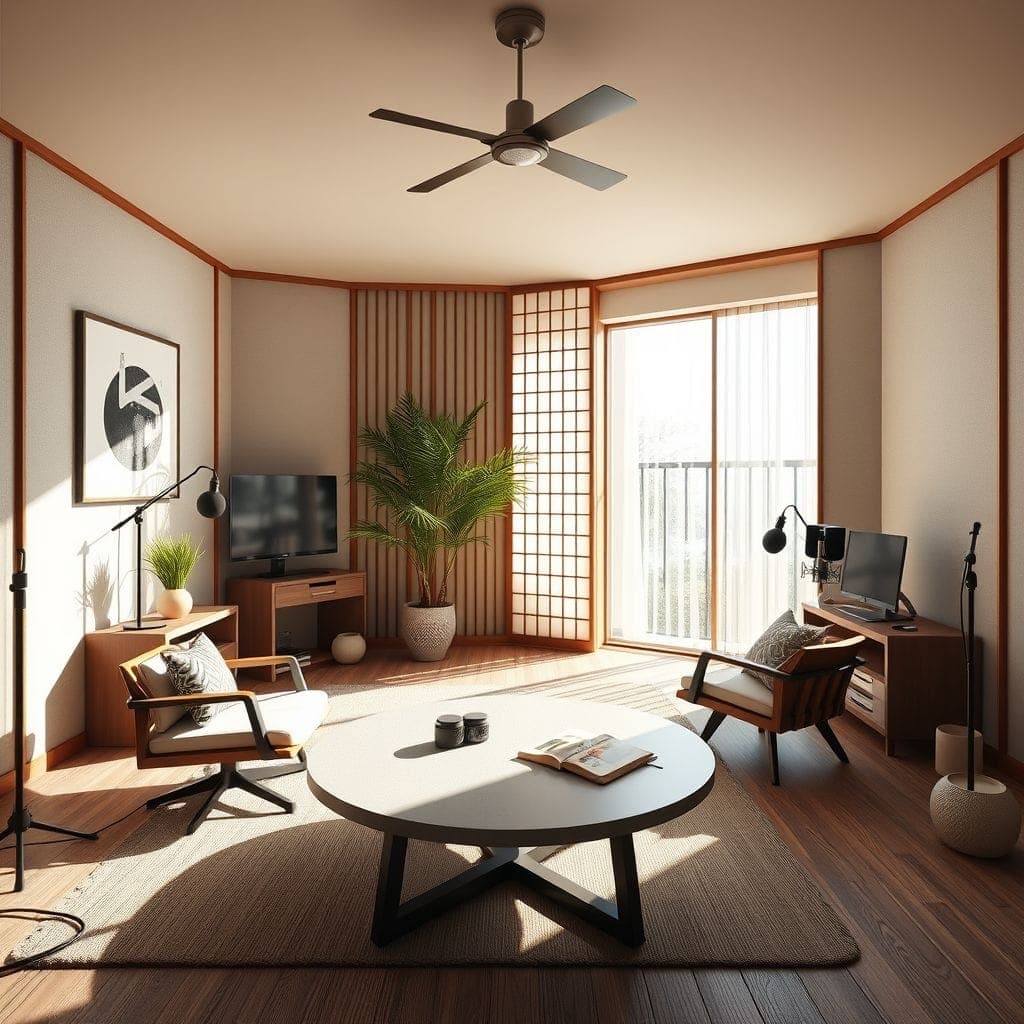 Japandi Podcast Studio design example 4
