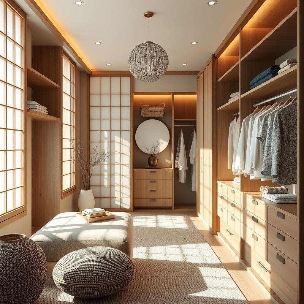 Japandi Walk-in Closet design example 1