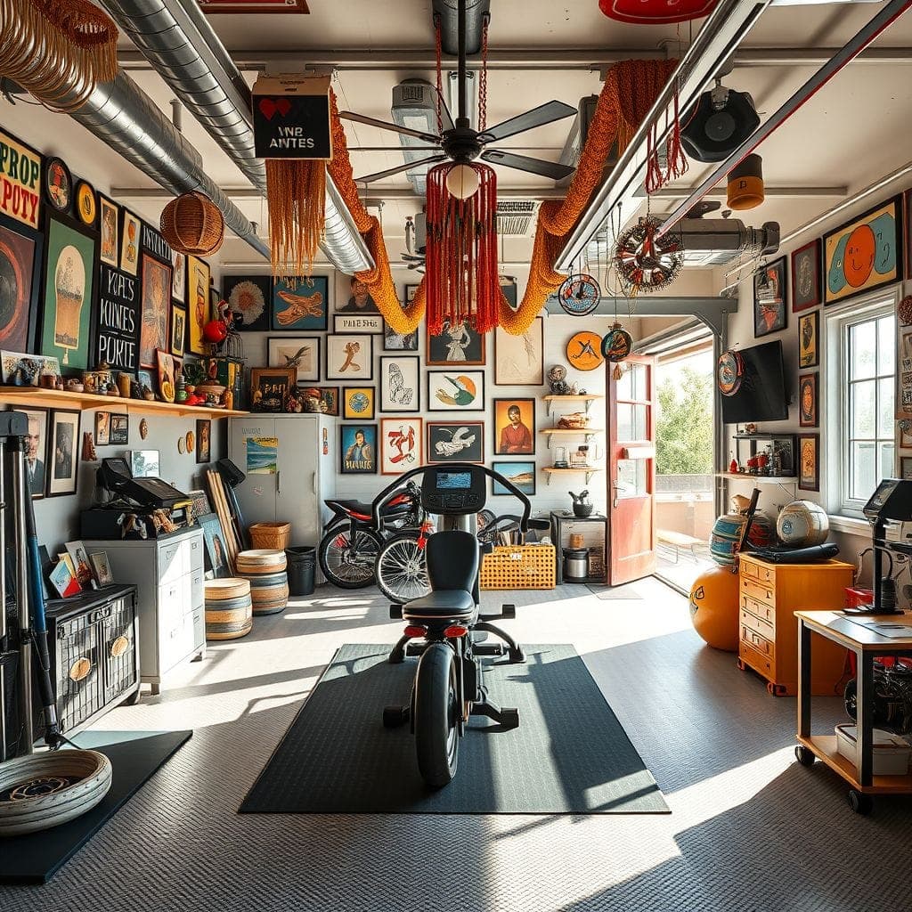 Maximalist Garage Gym design example 2