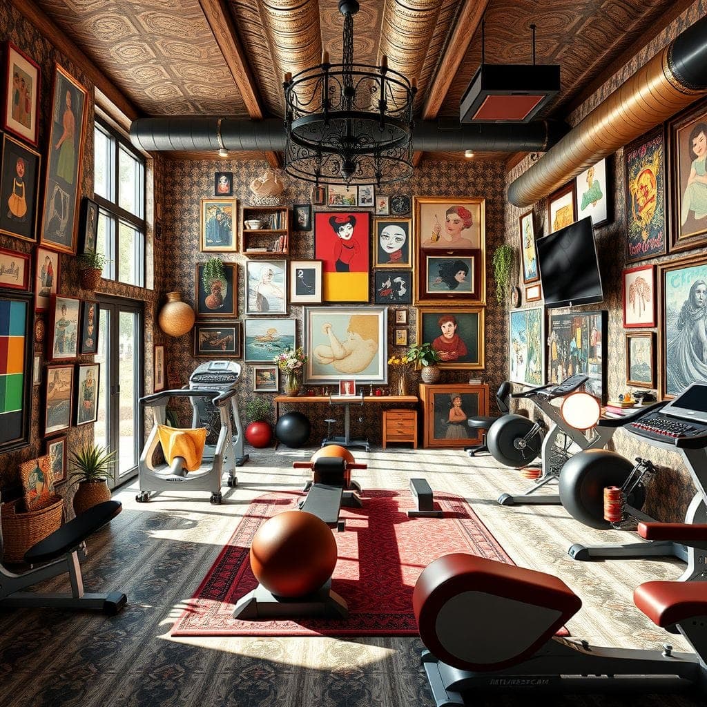 Maximalist Home Gym design example 1