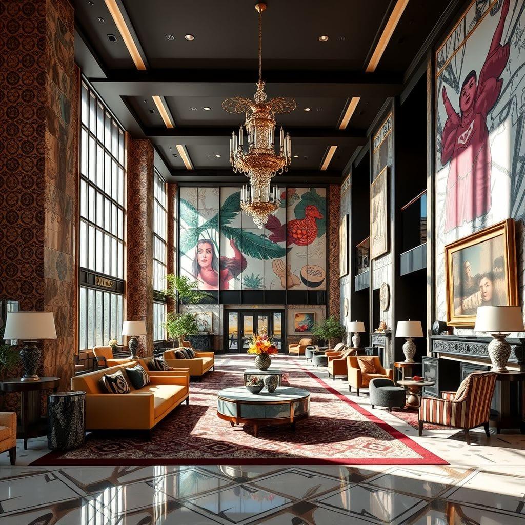 Maximalist Hotel Lobby design example 1