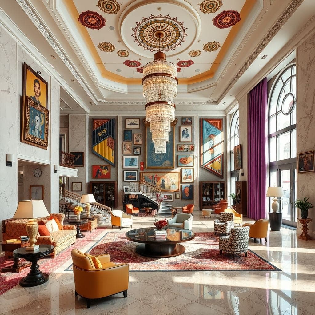 Maximalist Hotel Lobby design example 4