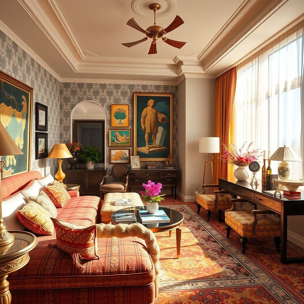 Maximalist Hotel Room design example 3