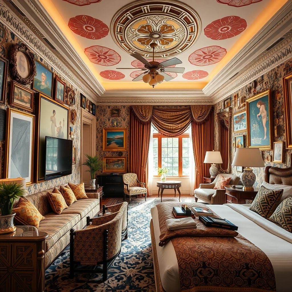 Maximalist Hotel Room design example 4