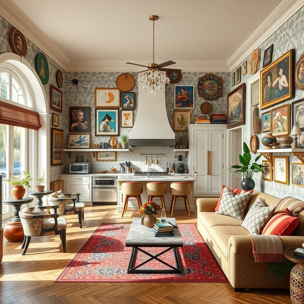 Maximalist Kitchen Living Combo design example 1