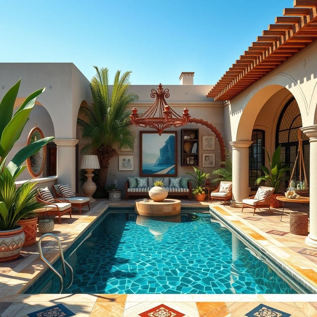 Maximalist Outdoor Pool Area design example 1