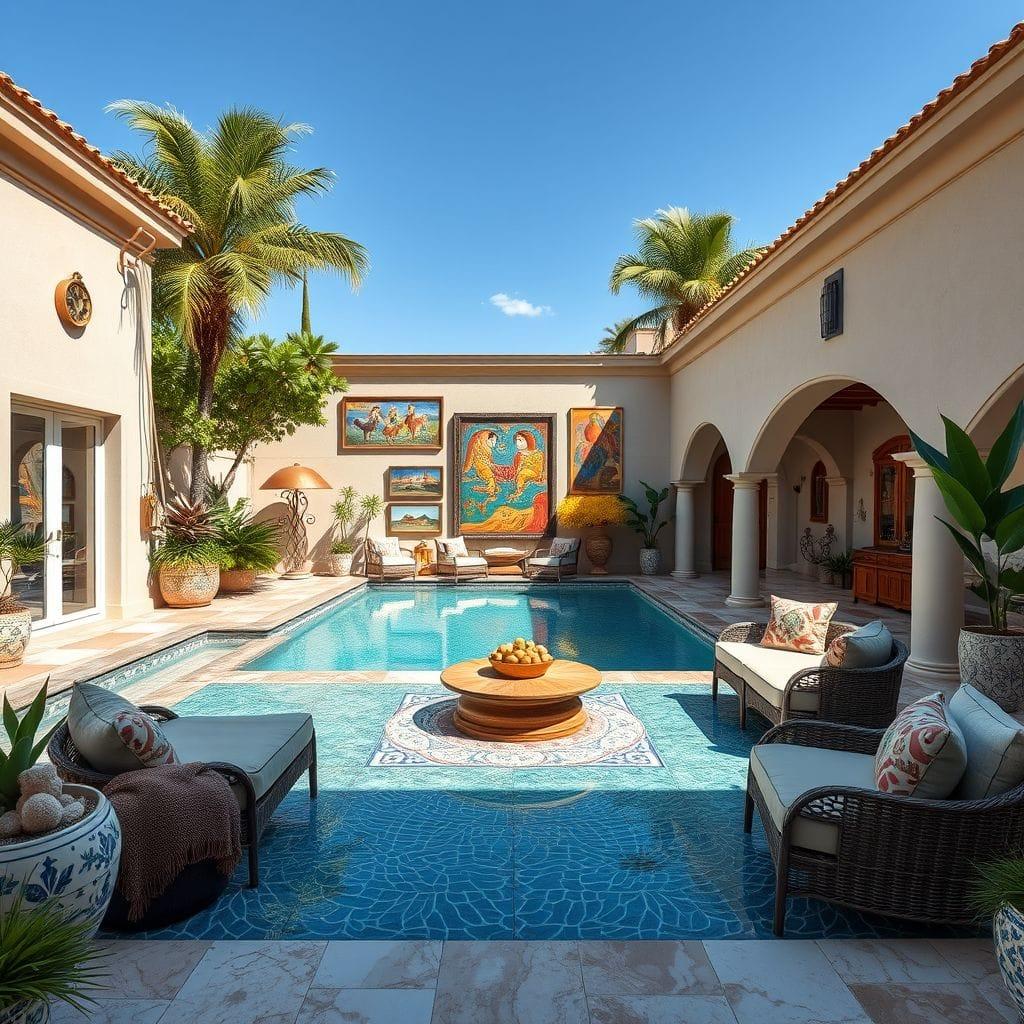 Maximalist Outdoor Pool Area design example 4