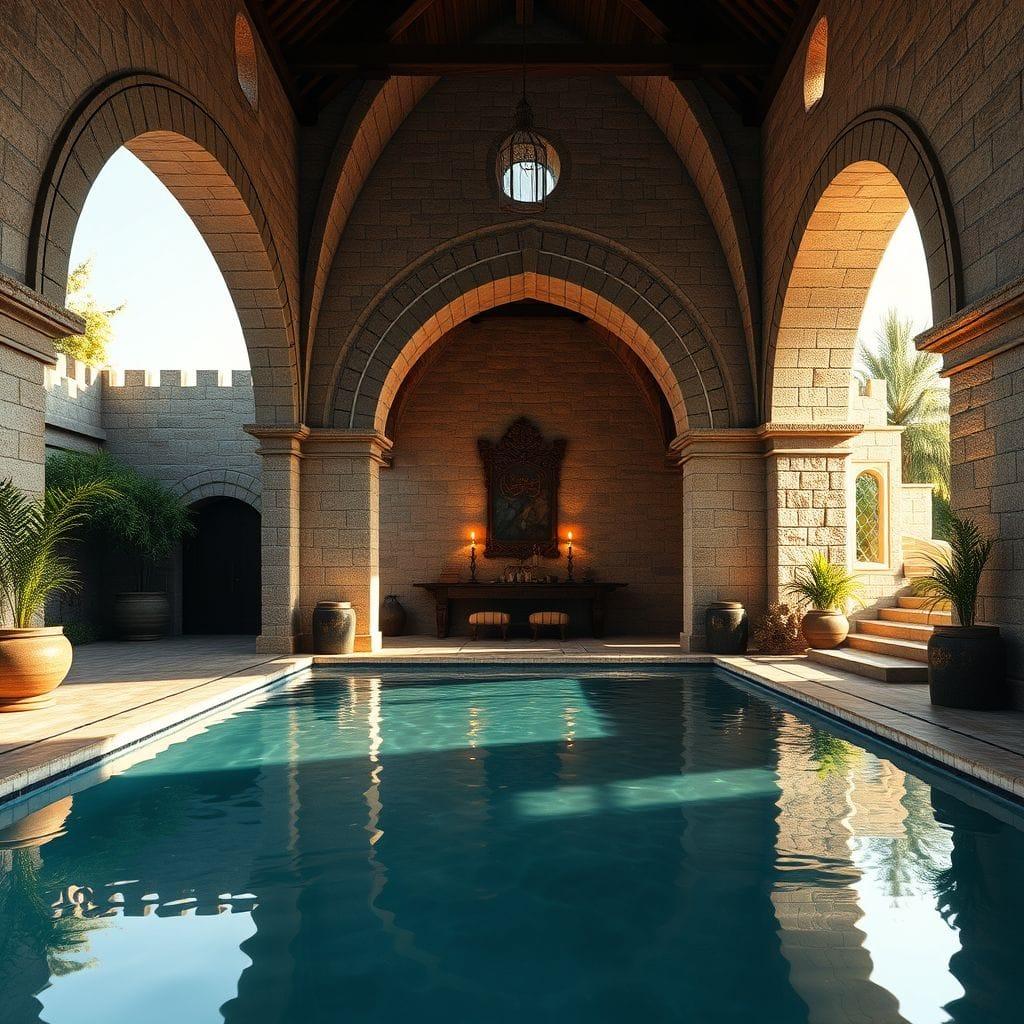 Medieval Outdoor Pool Area design example 1