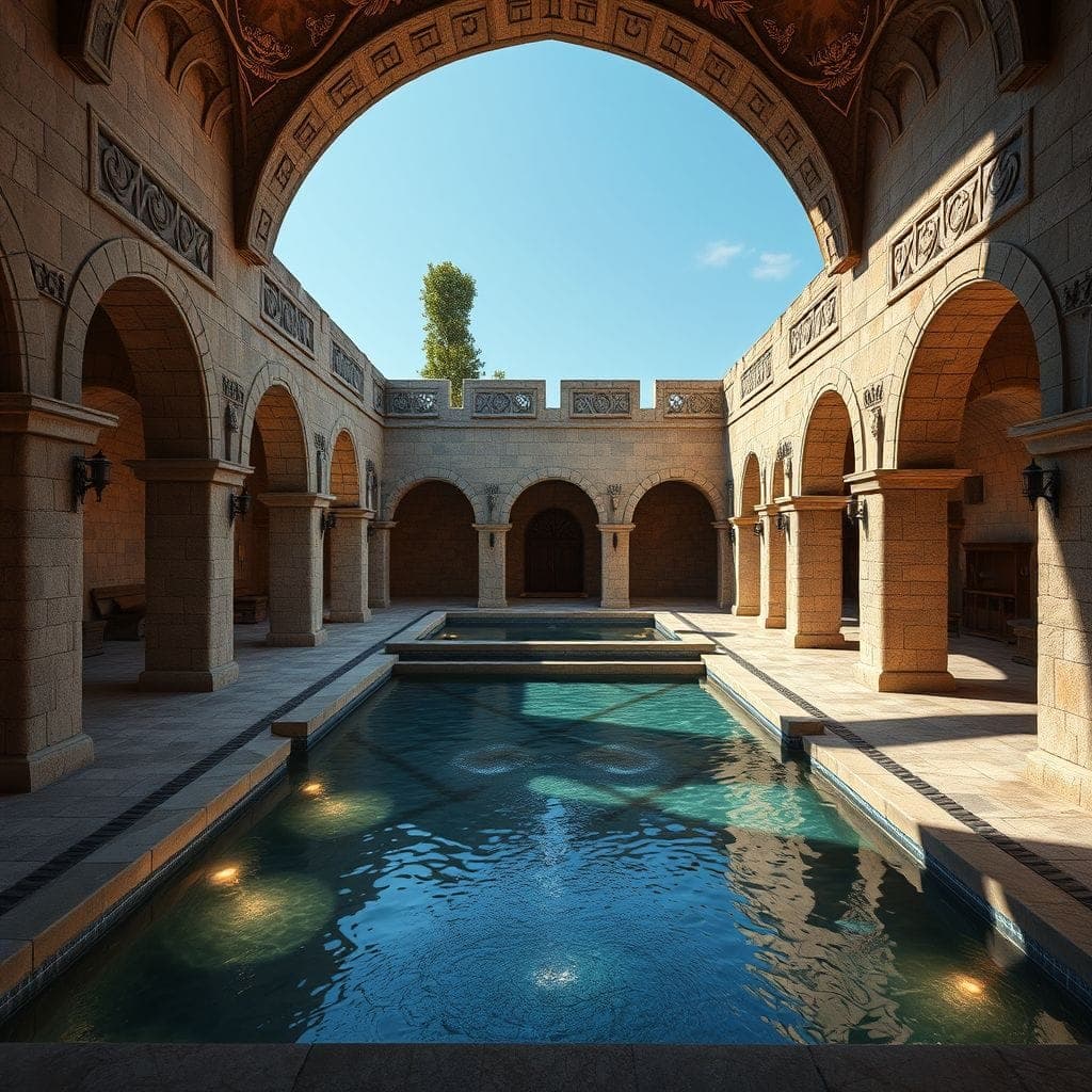 Medieval Outdoor Pool Area design example 2
