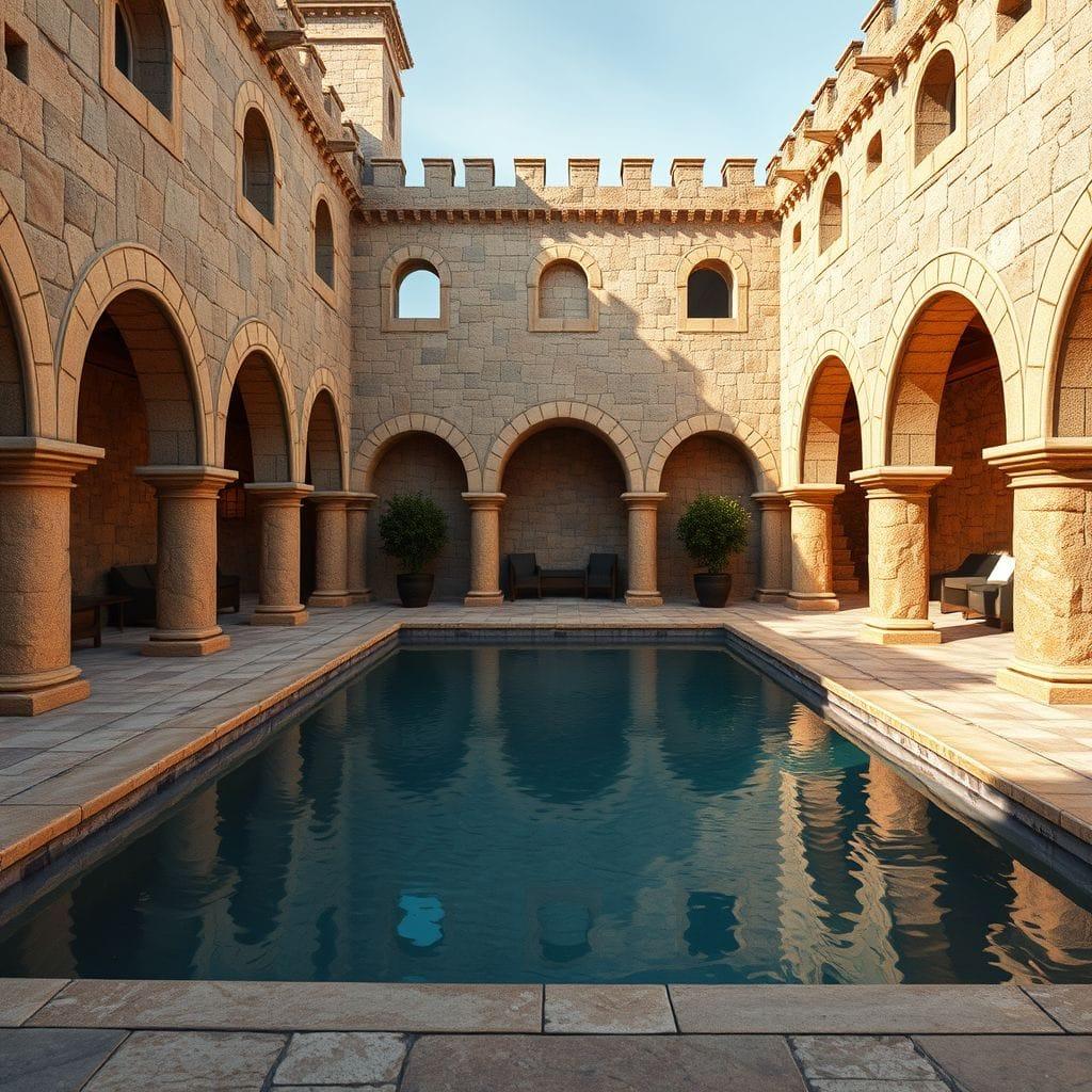 Medieval Outdoor Pool Area design example 3