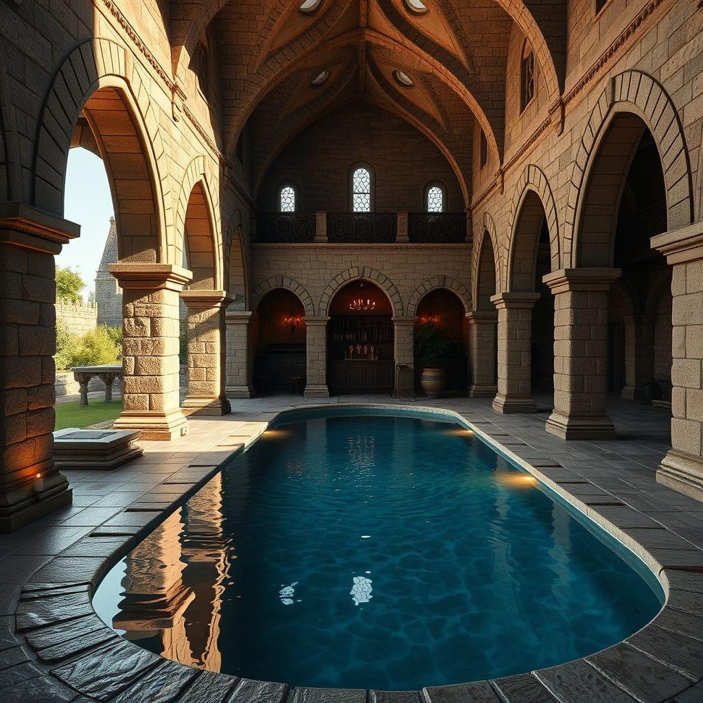 Medieval Outdoor Pool Area design example 4