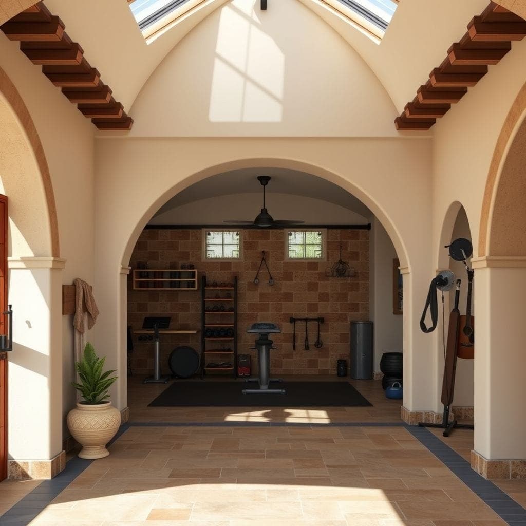 Mediterranean Garage Gym design example 1