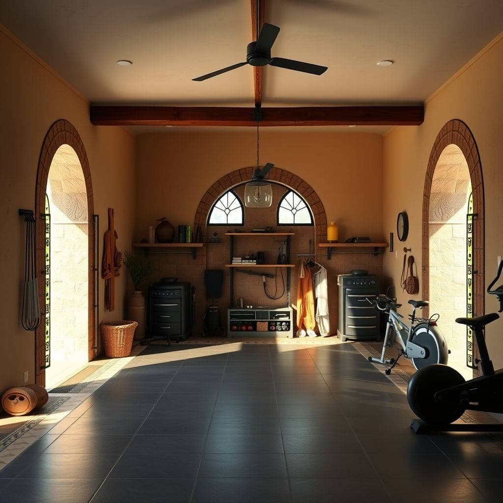 Mediterranean Garage Gym design example 2