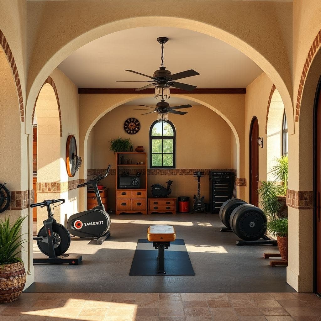Mediterranean Garage Gym design example 3