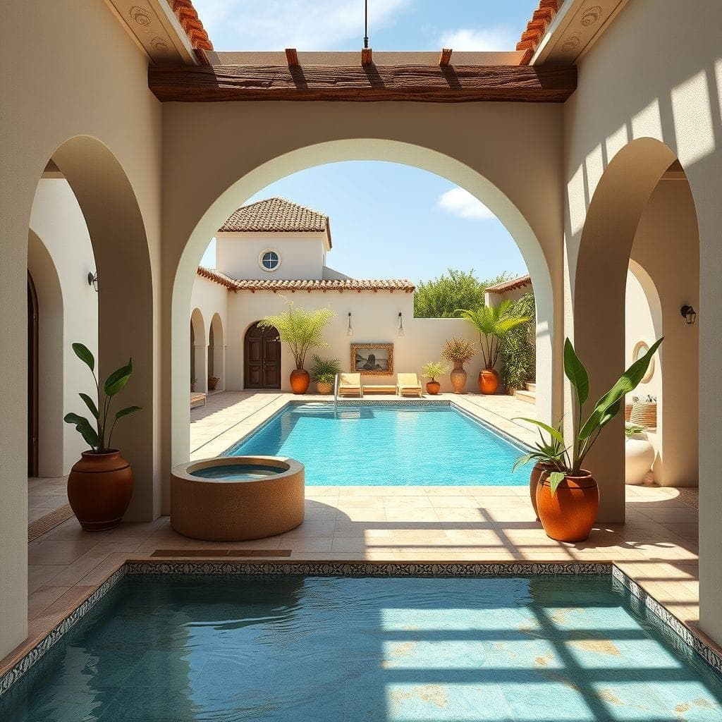 Mediterranean Outdoor Pool Area design example 2