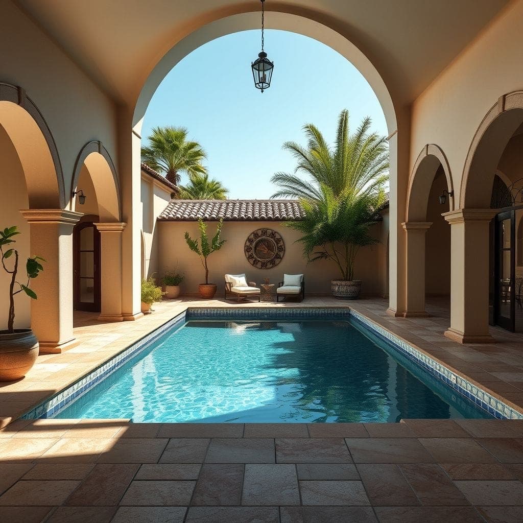 Mediterranean Outdoor Pool Area design example 3