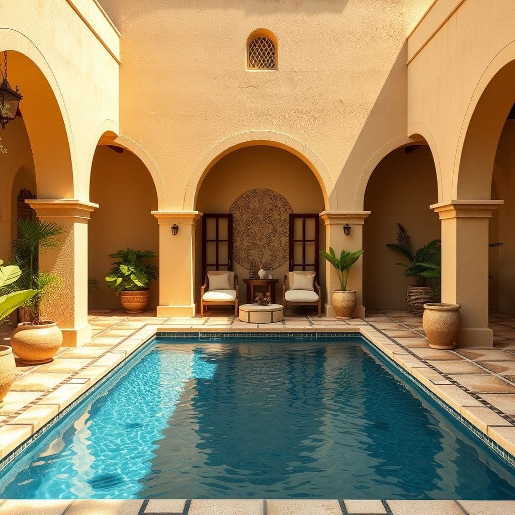 Mediterranean Outdoor Pool Area design example 4