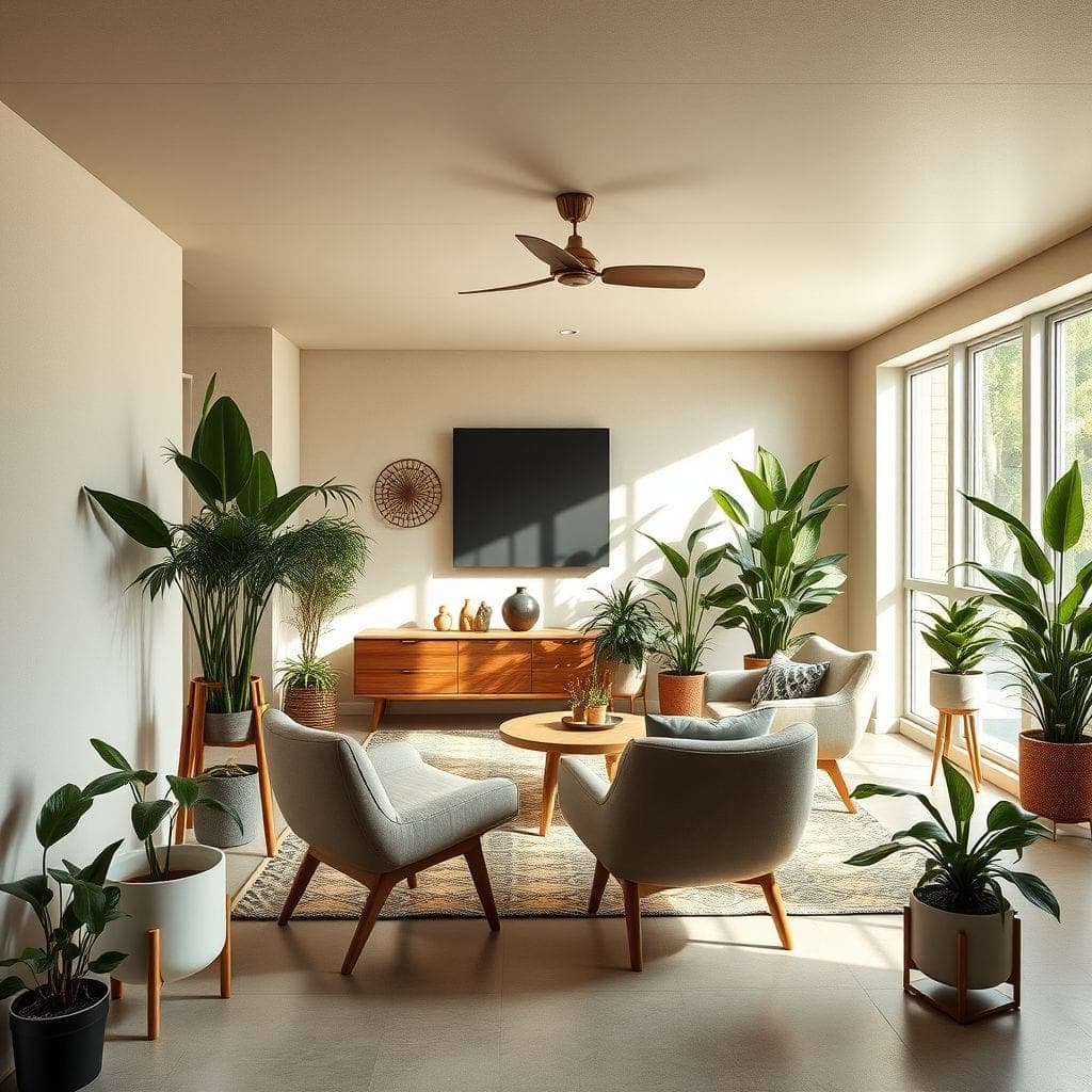 Midcentury Modern Basement design example 3