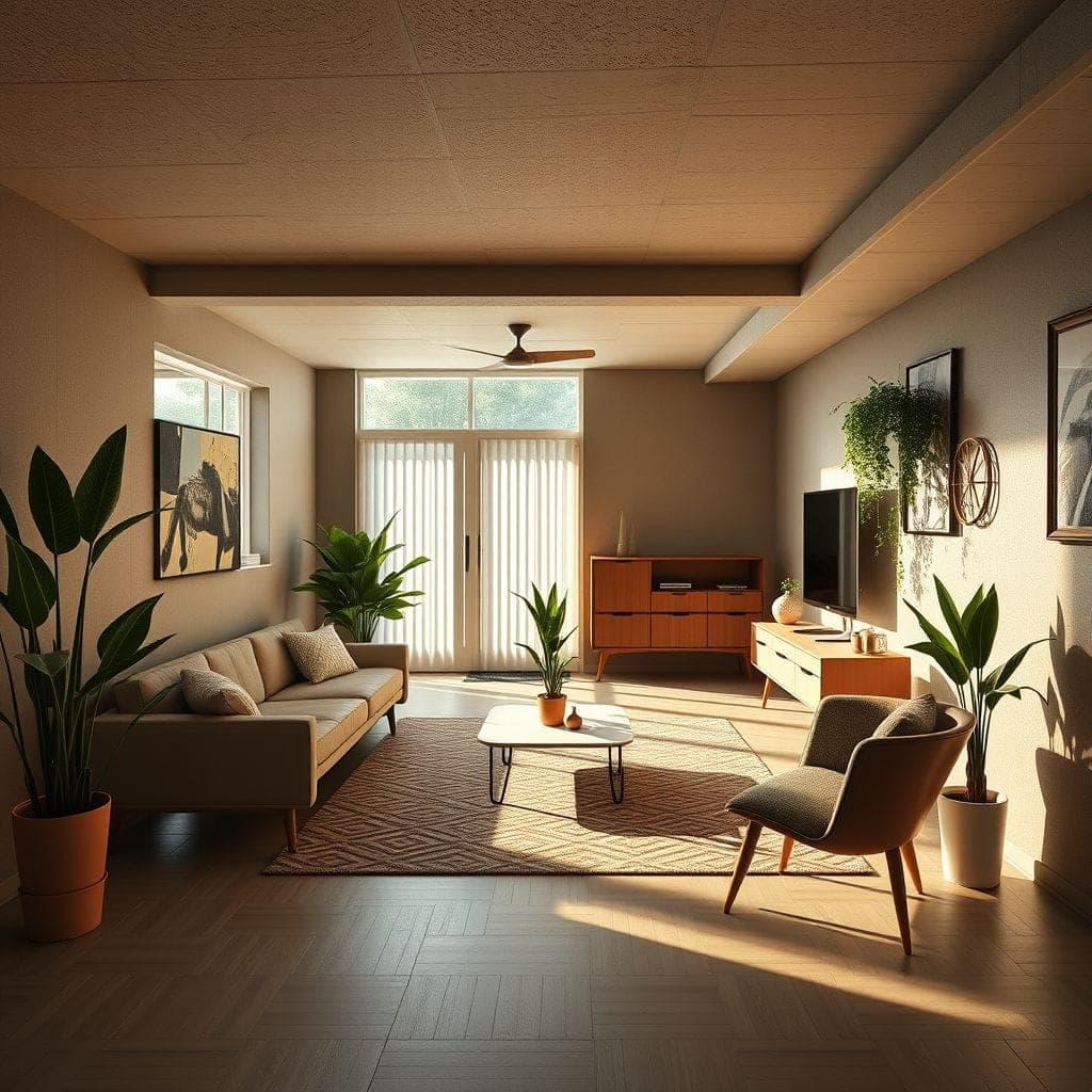 Midcentury Modern Basement design example 4