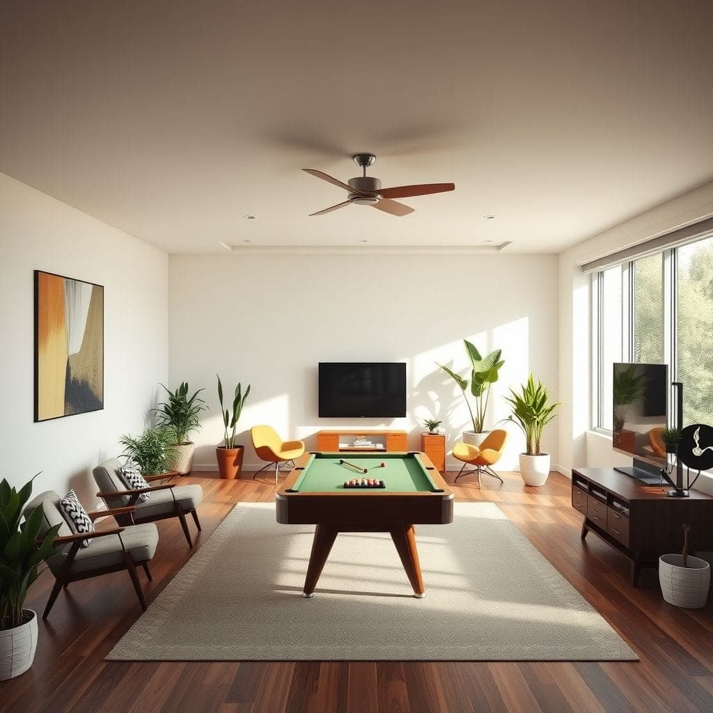 Midcentury Modern Game Room design example 4