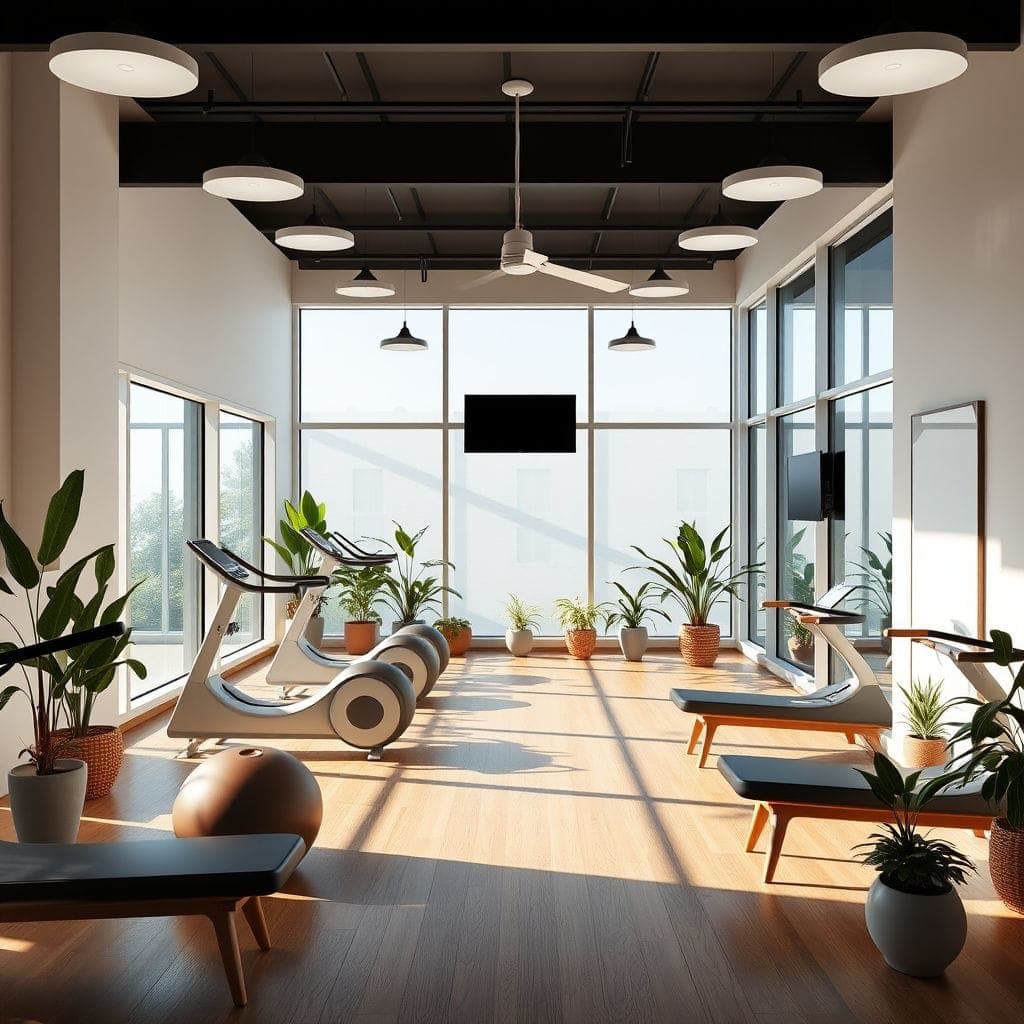 Midcentury Modern Gym design example 1
