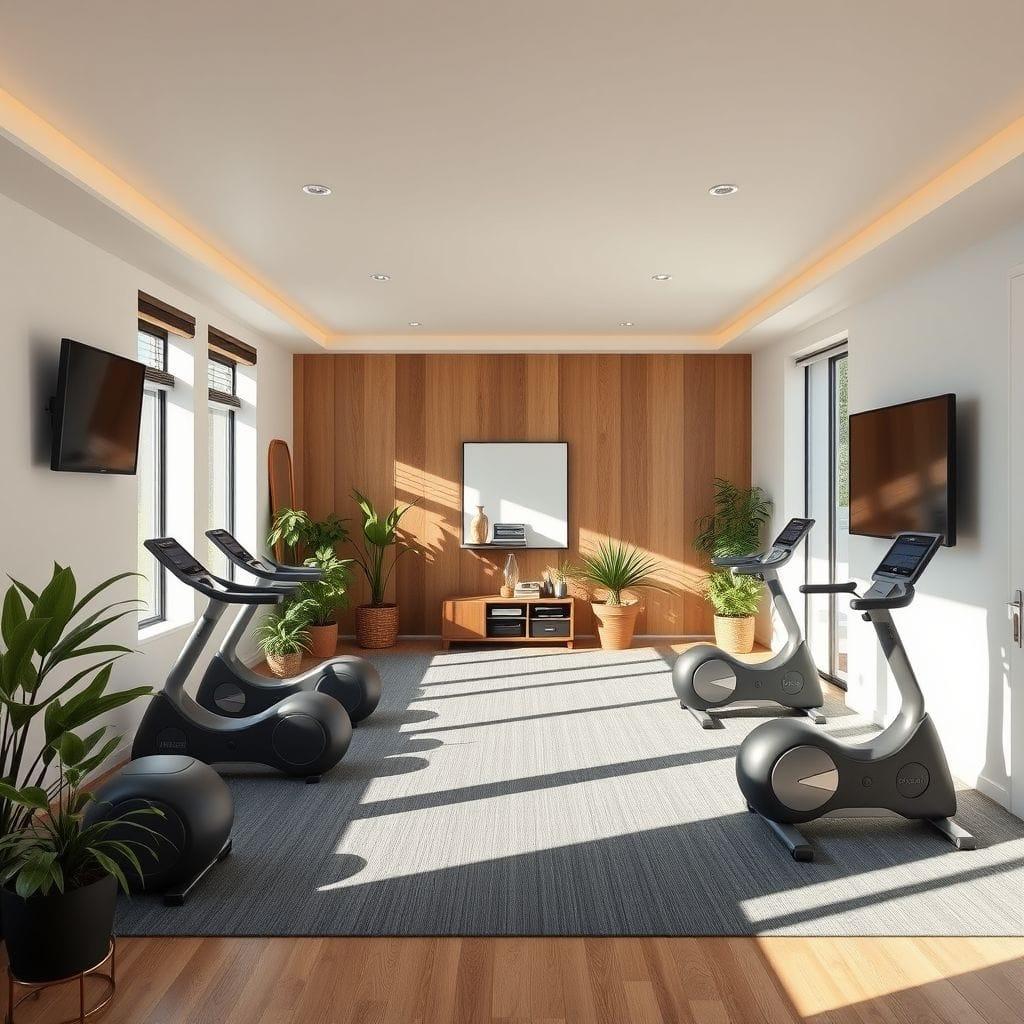 Midcentury Modern Home Gym design example 1
