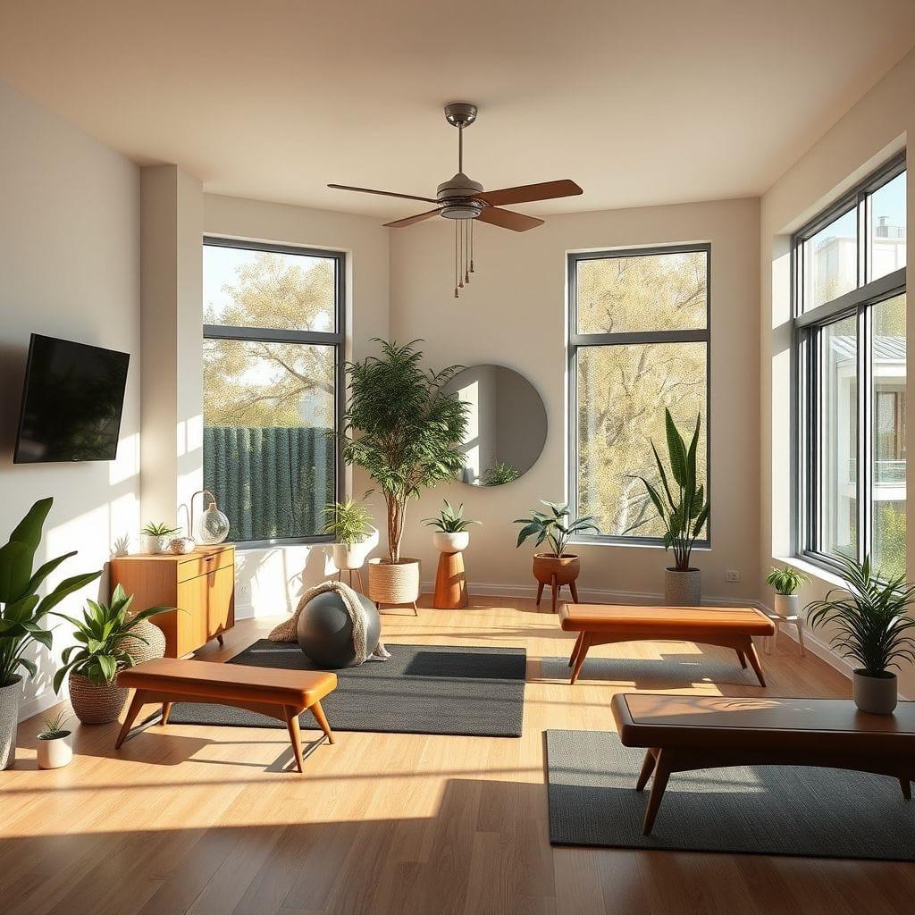 Midcentury Modern Home Gym design example 4