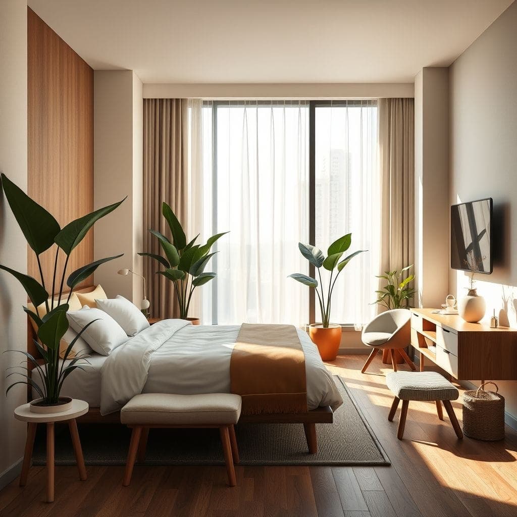 Midcentury Modern Hotel Room design example 2