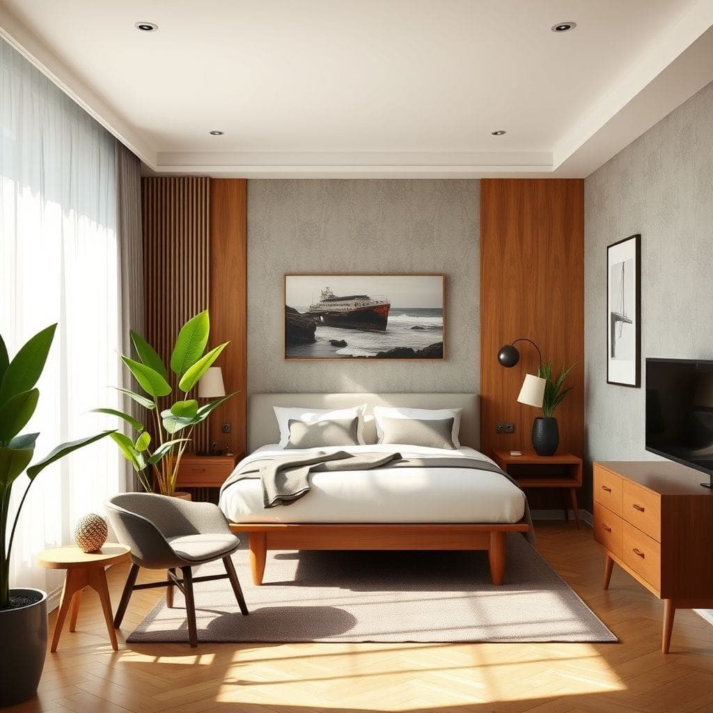 Midcentury Modern Hotel Room design example 3