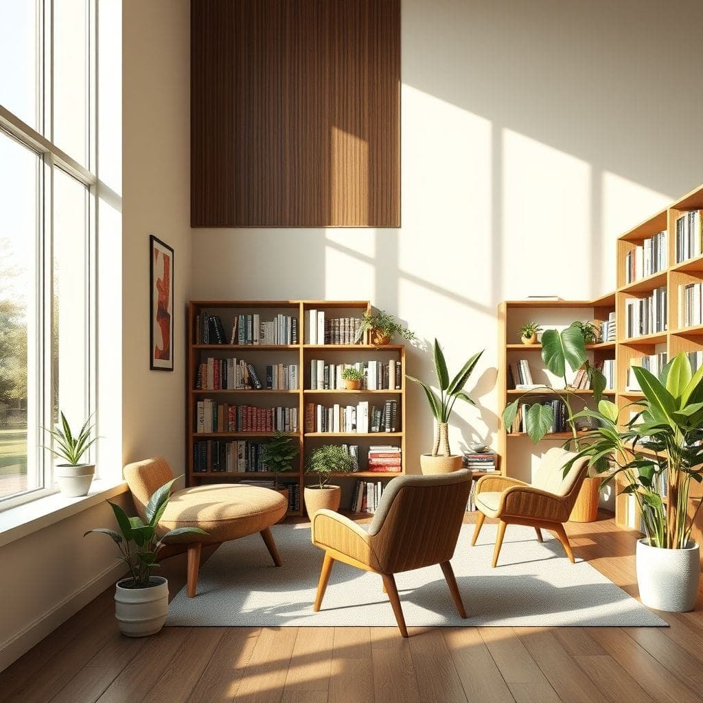 Midcentury Modern Library design example 1