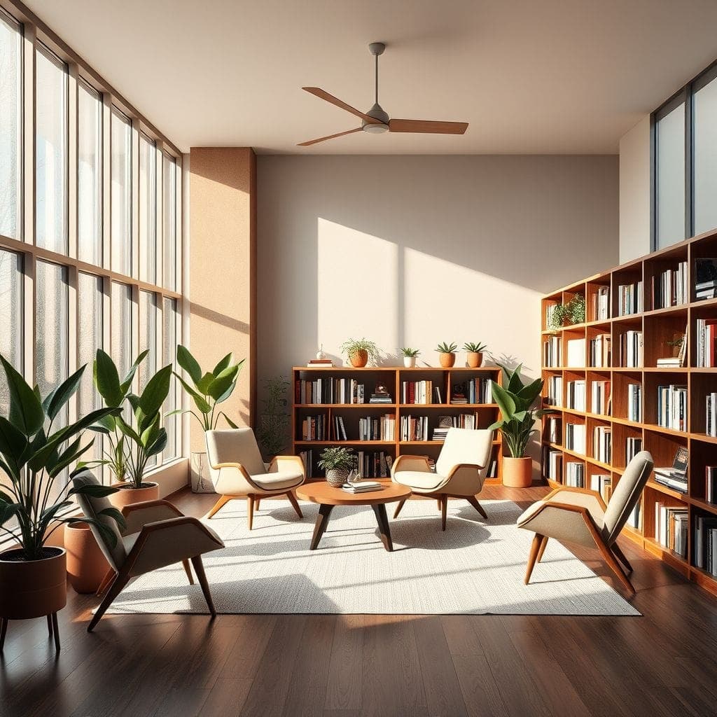 Midcentury Modern Library design example 4