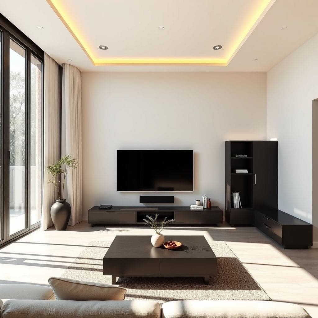 Minimalist Entertainment Room design example 2