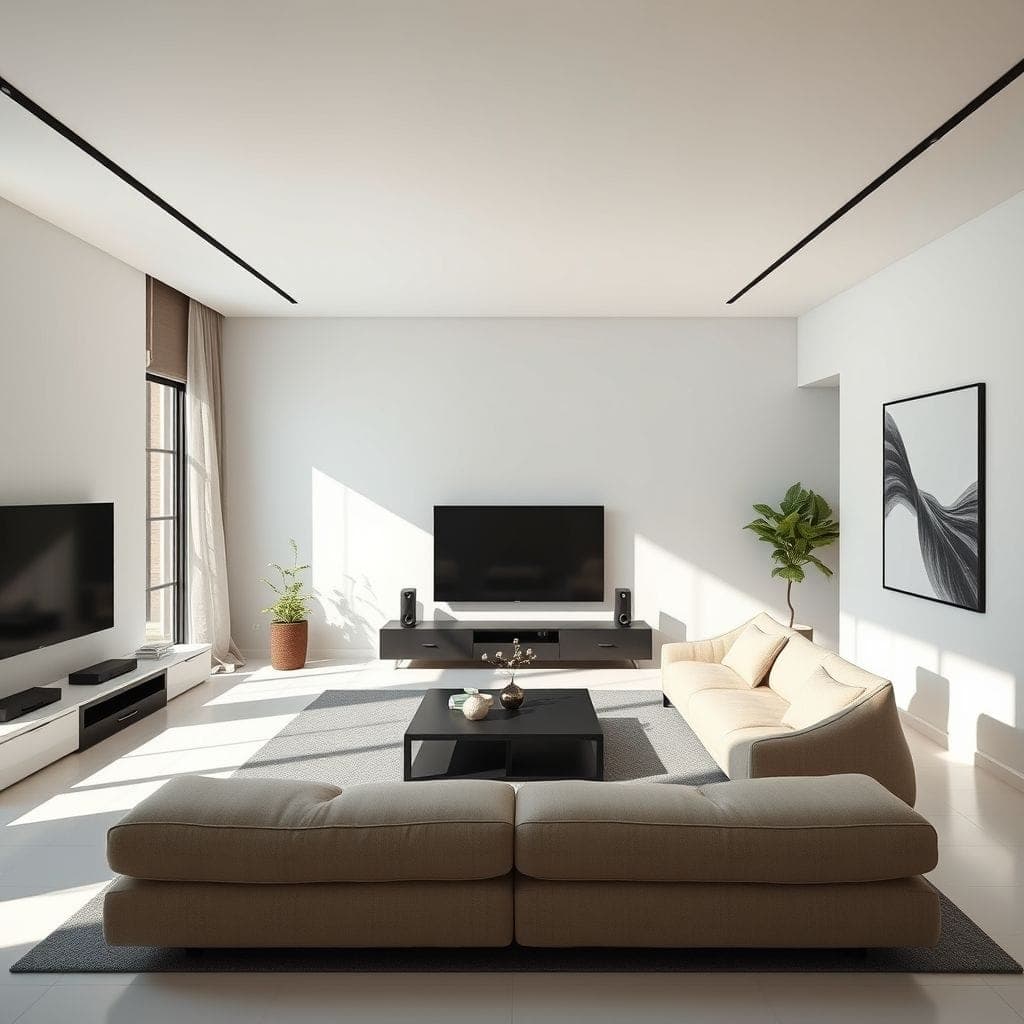 Minimalist Entertainment Room design example 4