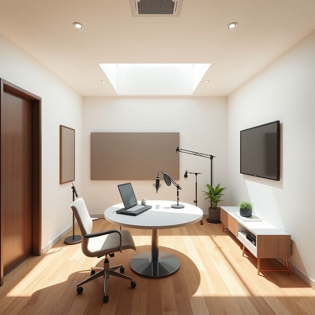 Minimalist Podcast Studio design example 1