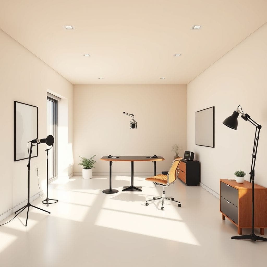Minimalist Podcast Studio design example 4