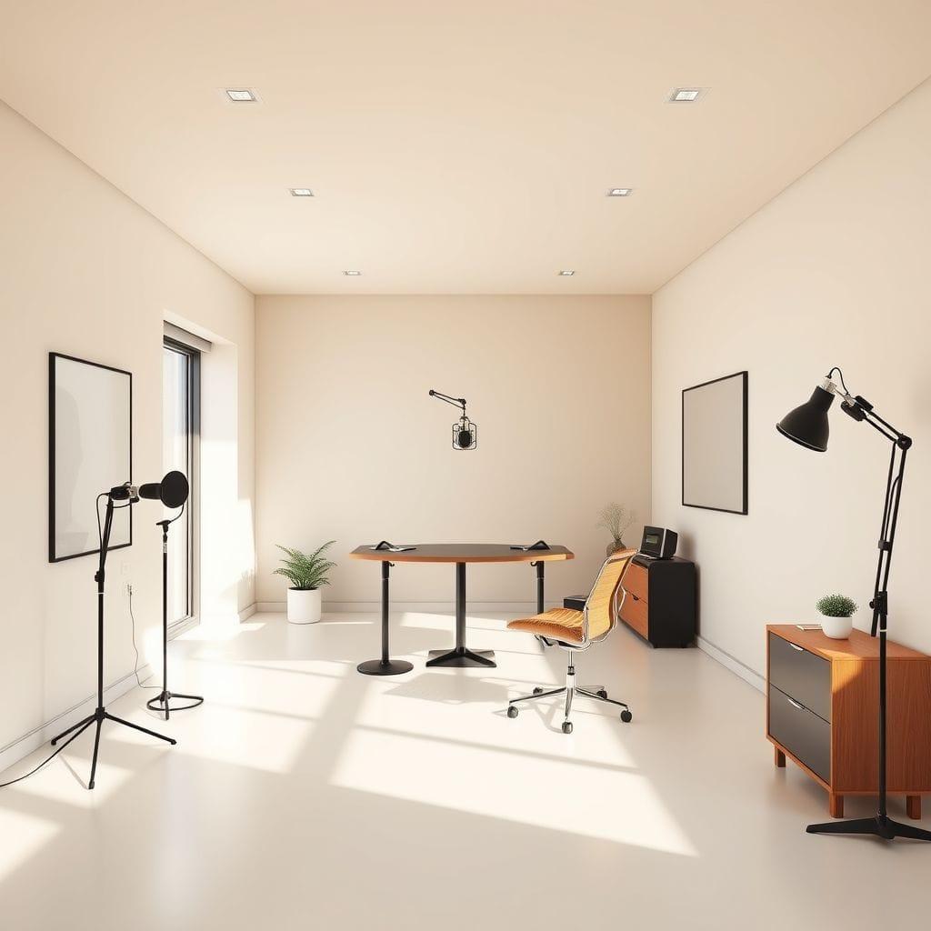 Minimalist Podcast Studio design example 4