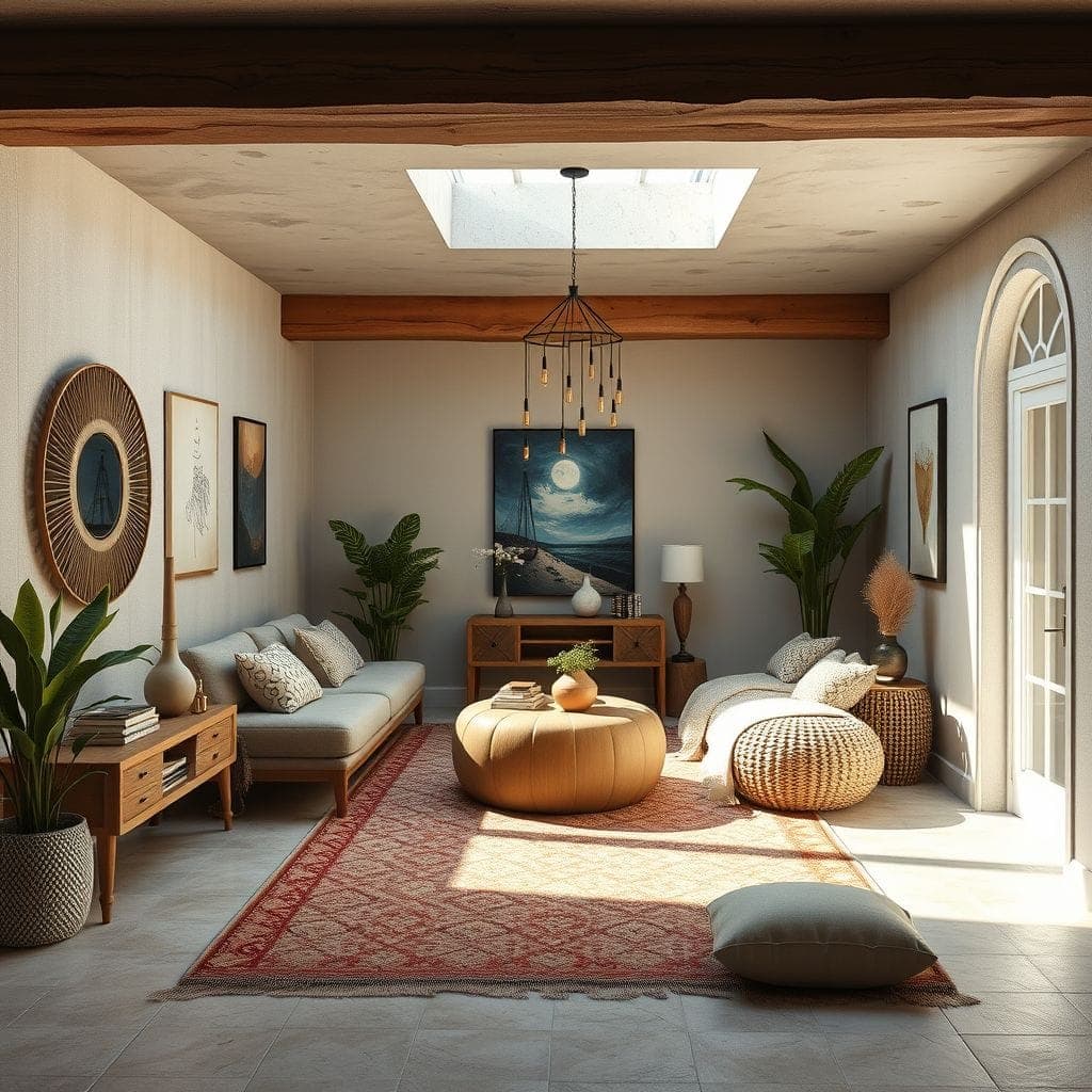 Modern Boho Basement design example 2