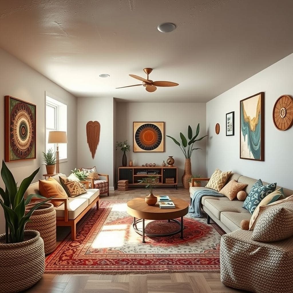 Modern Boho Basement design example 3