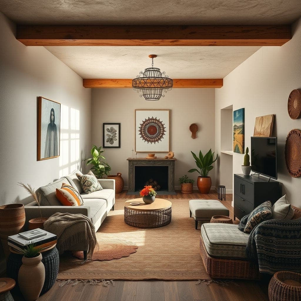 Modern Boho Basement design example 4