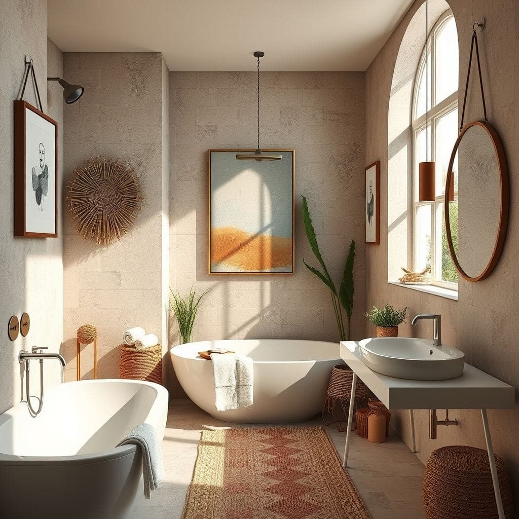 Modern Boho Bathroom design example 1