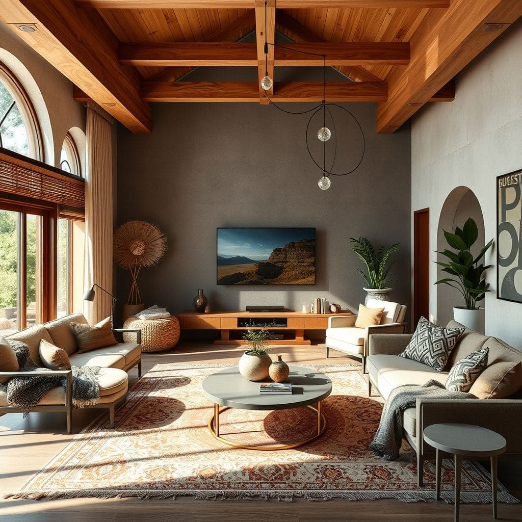 Modern Boho Entertainment Room design example 1