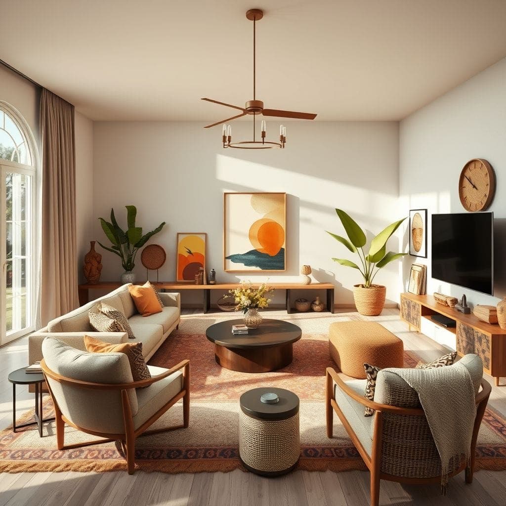 Modern Boho Entertainment Room design example 3