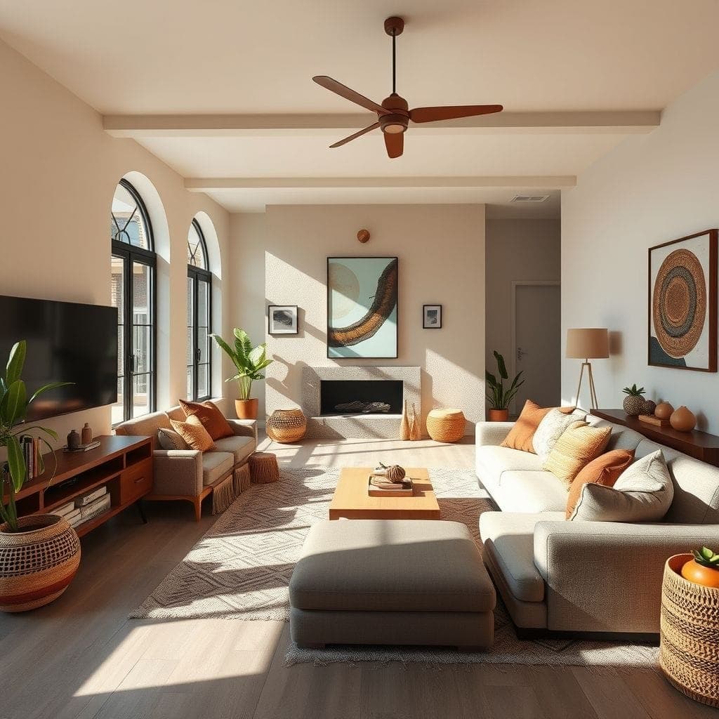 Modern Boho Entertainment Room design example 4