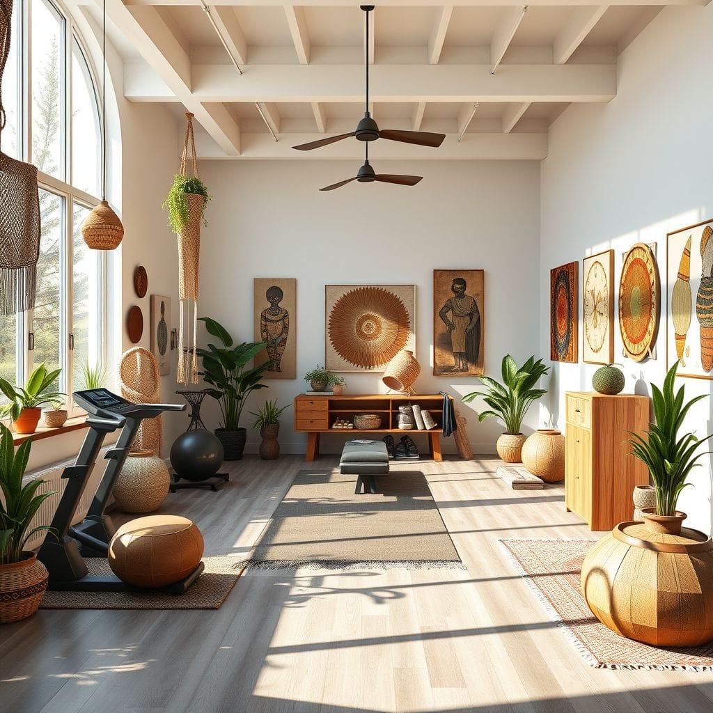 Modern Boho Home Gym design example 1