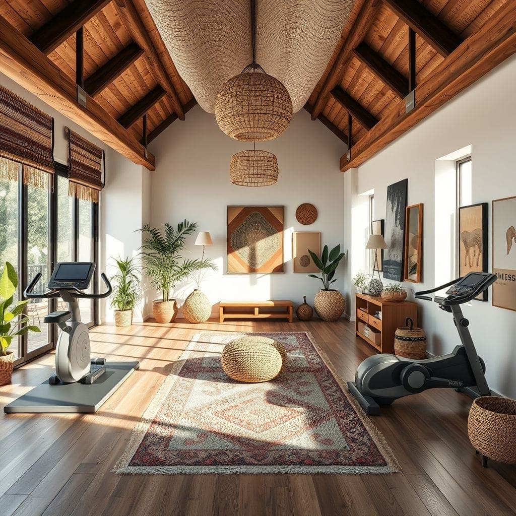 Modern Boho Home Gym design example 3