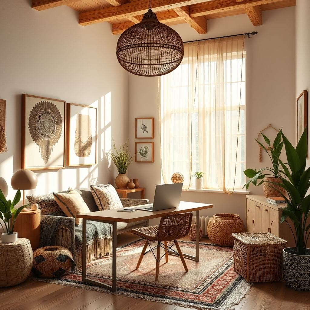 Modern Boho Home Office design example 1