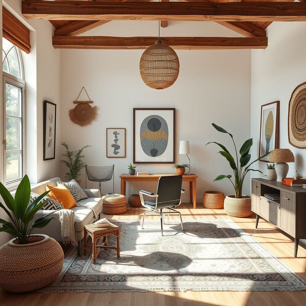 Modern Boho Home Office design example 3